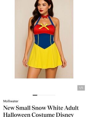 New Small Snow White Adult Halloween Costume Disney Mini Dress Princess Sexy